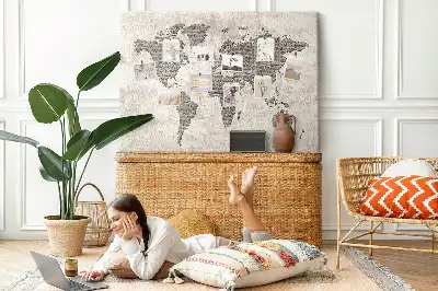 Newspaper world map cork memo board