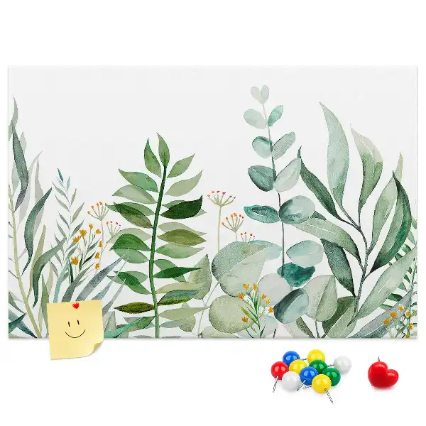 Watercolor Leaves Printed Cork Board
