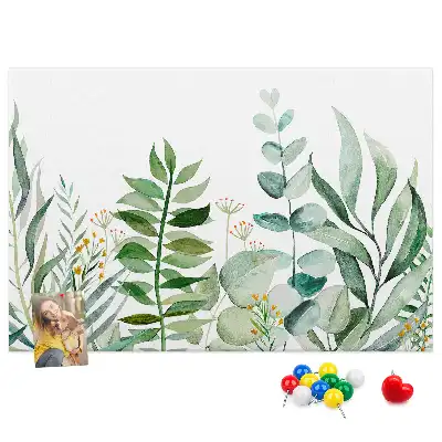 Watercolor Leaves Printed Cork Board