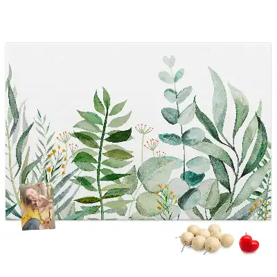 Watercolor Leaves Printed Cork Board