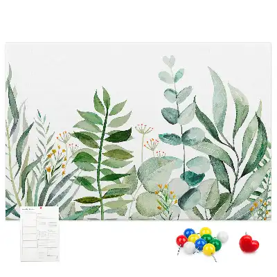 Watercolor Leaves Printed Cork Board