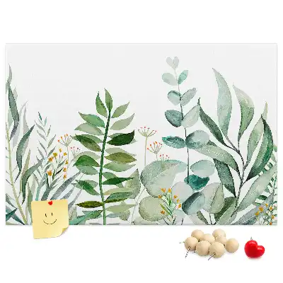 Watercolor Leaves Printed Cork Board