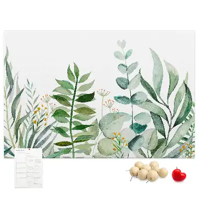 Watercolor Leaves Printed Cork Board