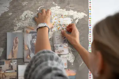 World Map Printed Cork Memo Board in Brown