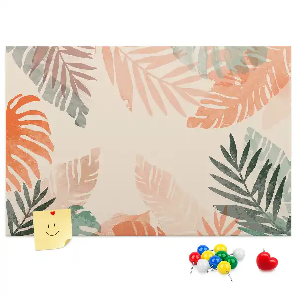 Botanical Leaves Printed Cork Memo Board