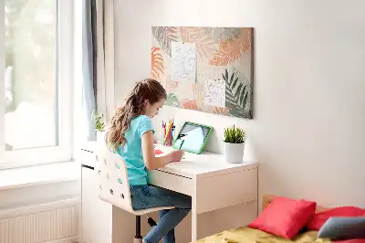 Botanical Leaves Printed Cork Memo Board