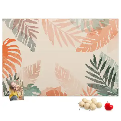 Botanical Leaves Printed Cork Memo Board