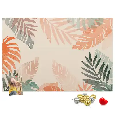Botanical Leaves Printed Cork Memo Board