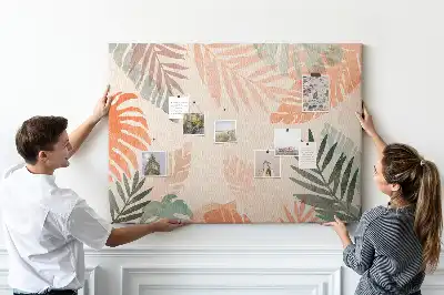 Botanical Leaves Printed Cork Memo Board