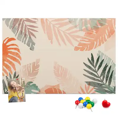 Printed Cork Memo Board Botanical leaves