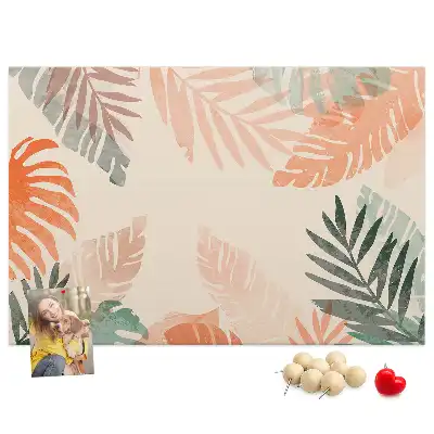 Botanical Leaves Printed Cork Memo Board