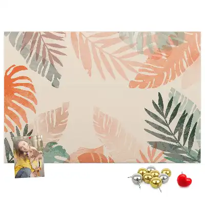 Botanical Leaves Printed Cork Memo Board