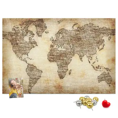 Printed Cork Memo Board with Old World Map Design