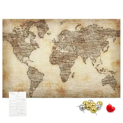 Printed Cork Memo Board with Old World Map Design