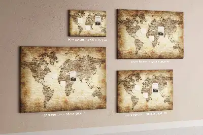 Printed Cork Memo Board with Old World Map Design