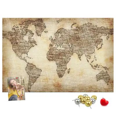 Printed Cork Memo Board with Old World Map Design