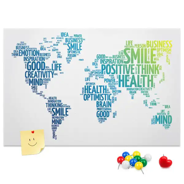 Kind Words map cork memo board