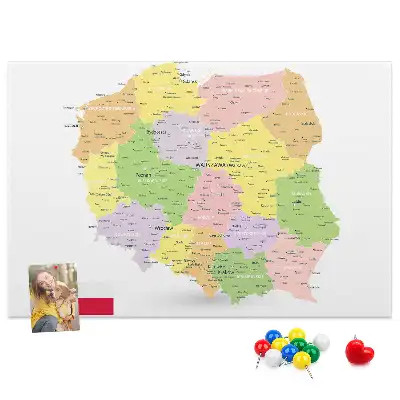 Printed Cork Board Map of Poland