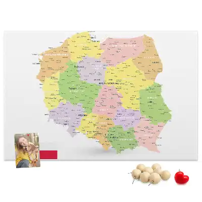 Printed Cork Board Map of Poland