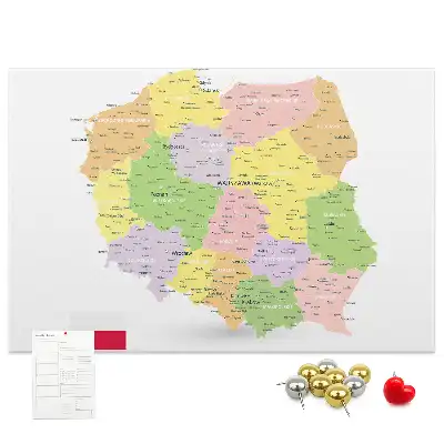 Printed Cork Board Map of Poland