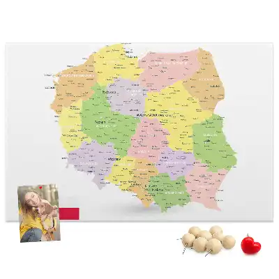 Printed Cork Board Map of Poland
