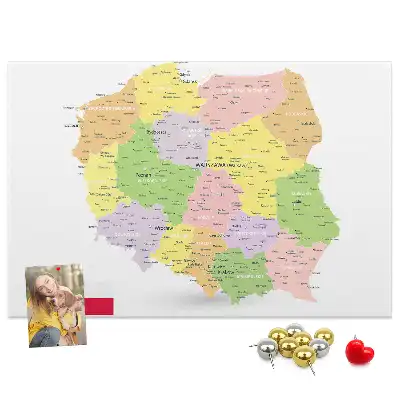 Printed Cork Board Map of Poland