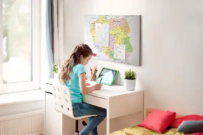 Printed Cork Memo Board Map of Poland