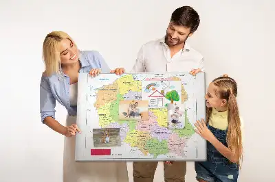 Printed Cork Memo Board Map of Poland