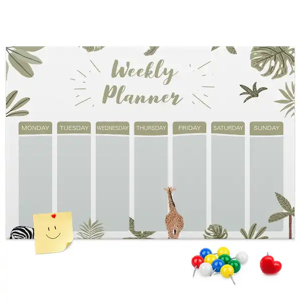 Safari weekly planner cork memo board