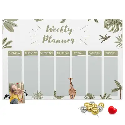 Safari weekly planner cork memo board