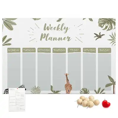 Safari weekly planner cork memo board