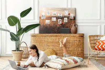Printed Cork Board Field sunrise
