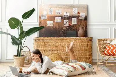 Printed Cork Board Field sunrise