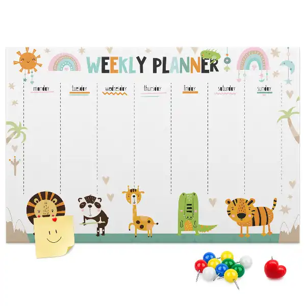 Weekly Printed Cork Memo Board with Animal Design