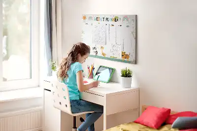 Weekly Printed Cork Memo Board with Animal Design