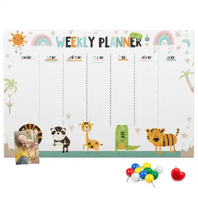 Weekly Printed Cork Memo Board with Animal Design
