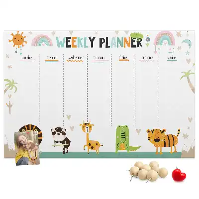 Weekly Printed Cork Memo Board with Animal Design