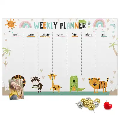 Weekly Printed Cork Memo Board with Animal Design