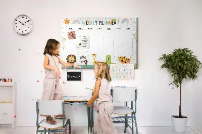 Weekly Printed Cork Memo Board with Animal Design