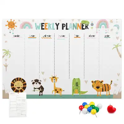 Weekly Printed Cork Memo Board with Animal Design