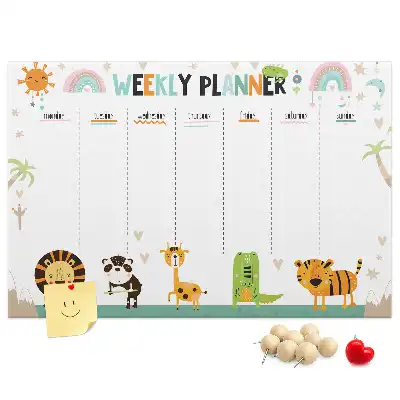 Weekly Printed Cork Memo Board with Animal Design