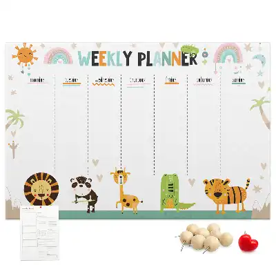 Weekly Printed Cork Memo Board with Animal Design