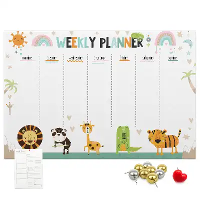 Weekly Printed Cork Memo Board with Animal Design