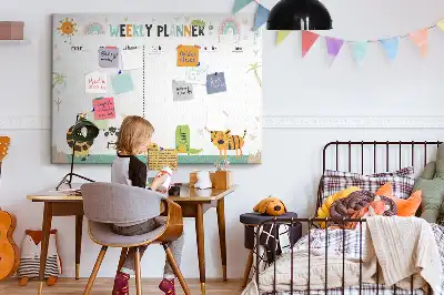 Weekly Printed Cork Memo Board with Animal Design