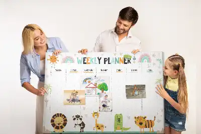 Weekly Printed Cork Memo Board with Animal Design