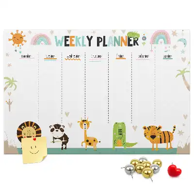 Weekly Printed Cork Memo Board with Animal Design