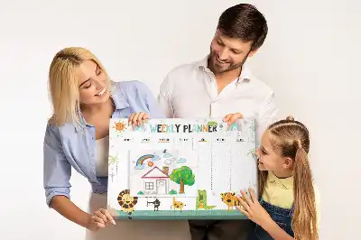 Weekly Printed Cork Memo Board with Animal Design