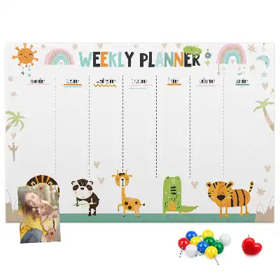Weekly Printed Cork Memo Board with Animal Design