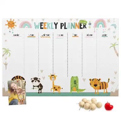 Weekly Printed Cork Memo Board with Animal Design