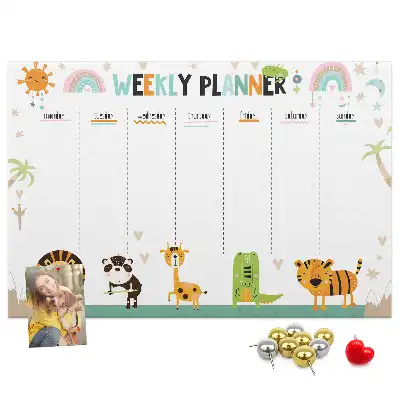 Weekly Printed Cork Memo Board with Animal Design